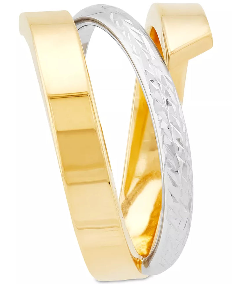 Crisscross Open Style Statement Ring in 10K Two-Tone Gold