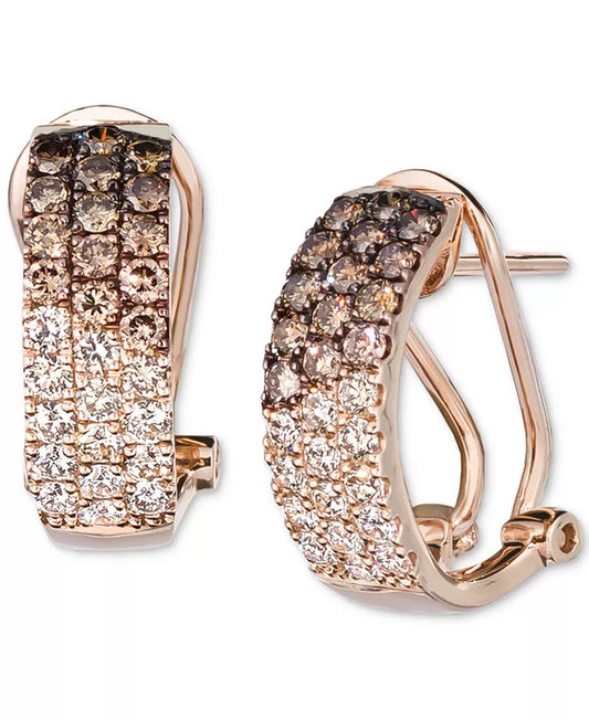 Ombrã© Chocolate Diamond & Nude Diamond (1-1/4 Ct. T.W.) Omega Hoop Earrings in 14K Rose Gold, White Gold or Yellow Gold