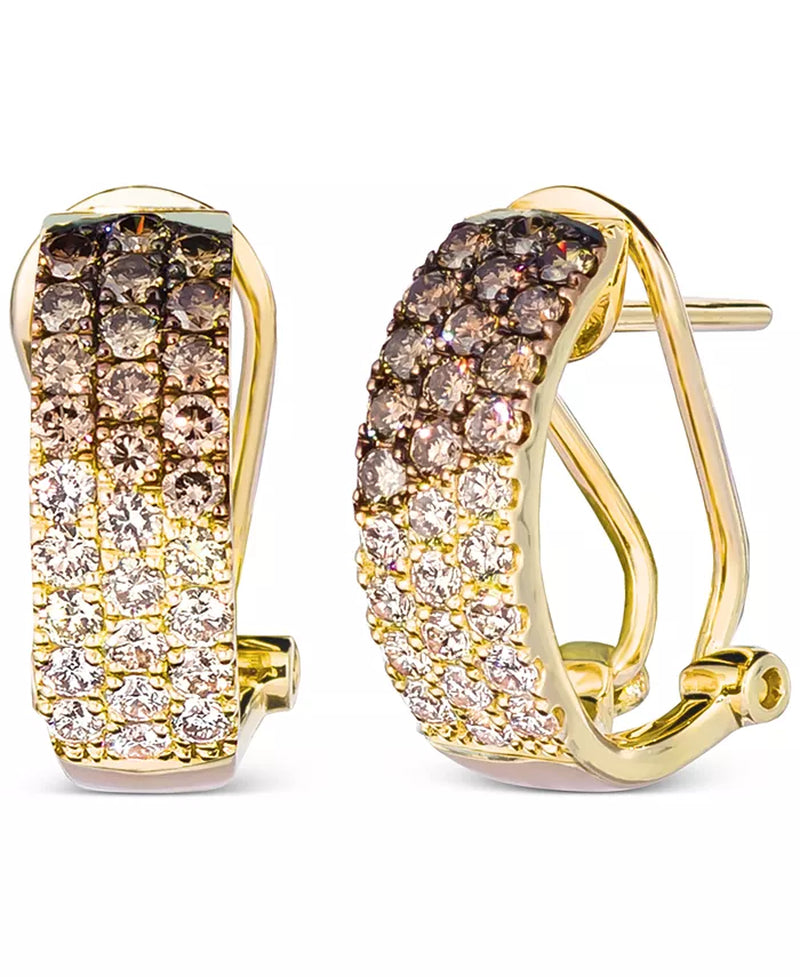 Ombrã© Chocolate Diamond & Nude Diamond (1-1/4 Ct. T.W.) Omega Hoop Earrings in 14K Rose Gold, White Gold or Yellow Gold