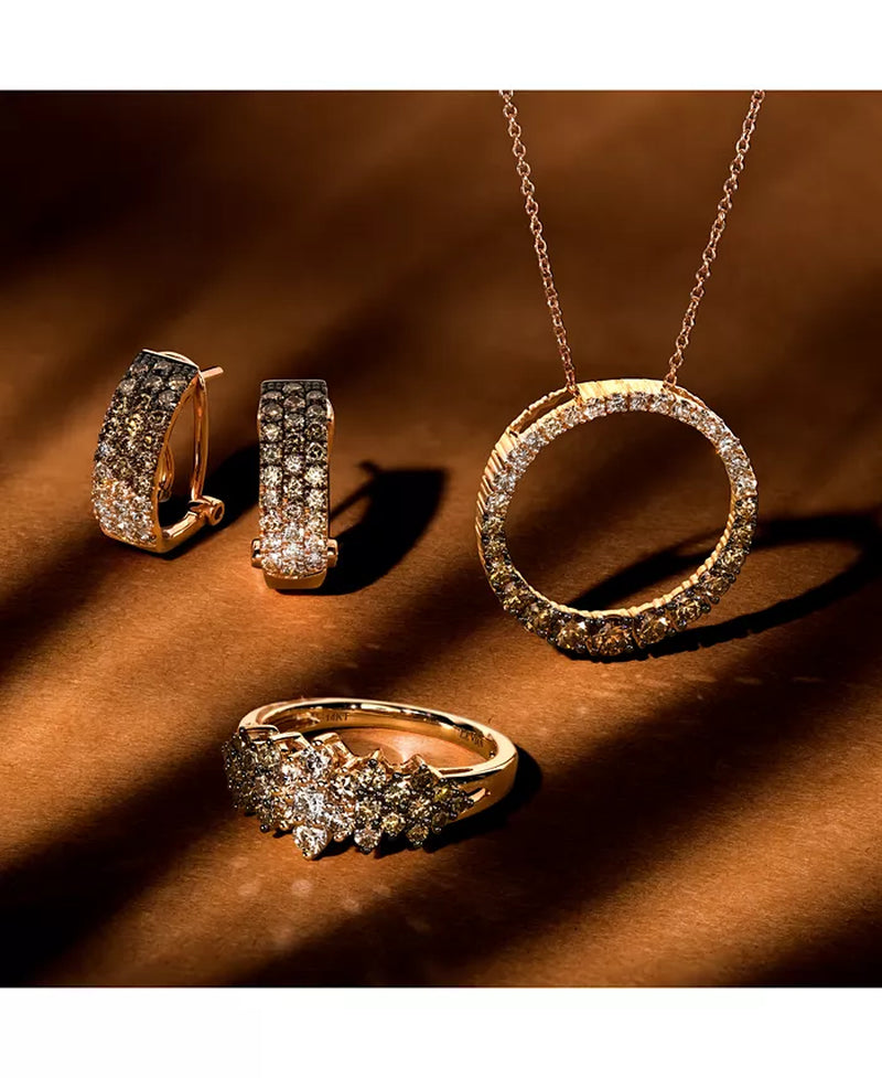 Ombrã© Chocolate Diamond & Nude Diamond (1-1/4 Ct. T.W.) Omega Hoop Earrings in 14K Rose Gold, White Gold or Yellow Gold