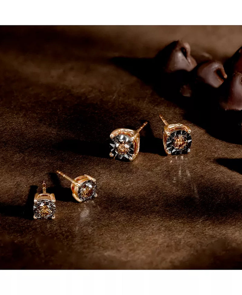 Chocolate Diamond & Nude Diamond Stud Earrings (1/2 Ct. T.W) in 14K Rose Gold (Also Available in White Gold or Yellow Gold)