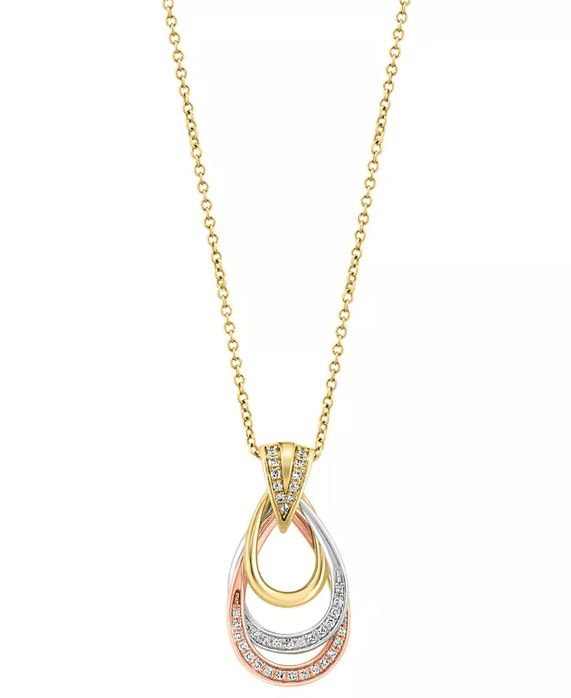 EFFYÂ® Diamond Interlocking Open Drop Pendant Necklace (1/6 Ct. T.W.) in 14K Tricolor Gold