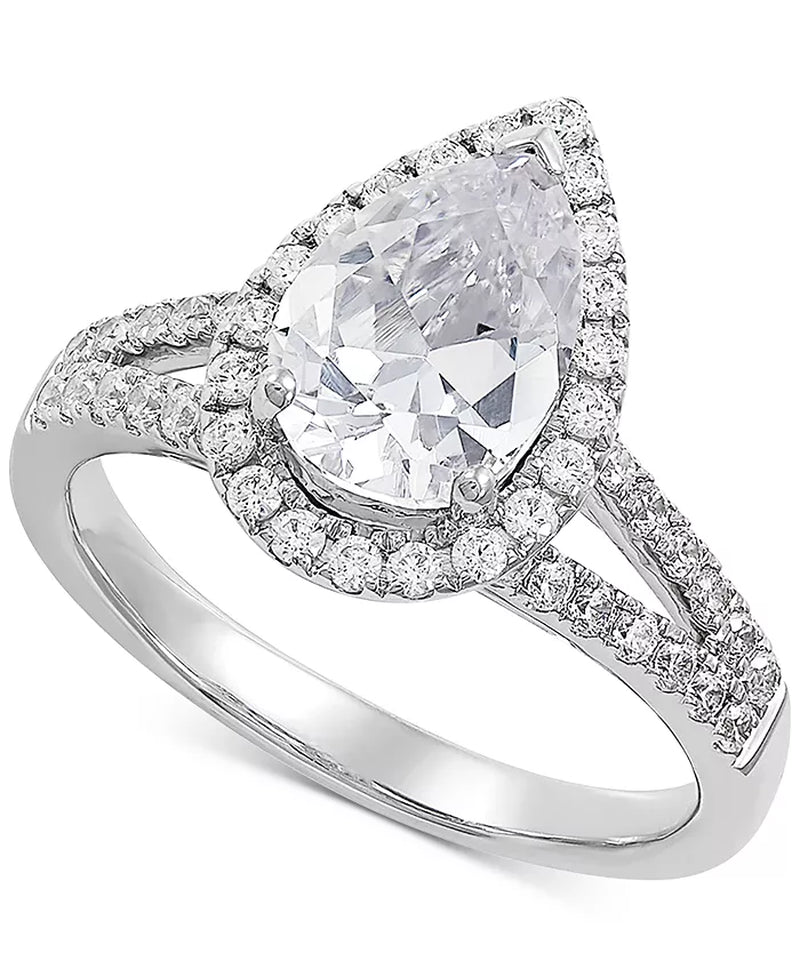 IGI Certified Lab Grown Diamond Pear Engagement Ring (2 Ct. T.W.) in 14K White Gold