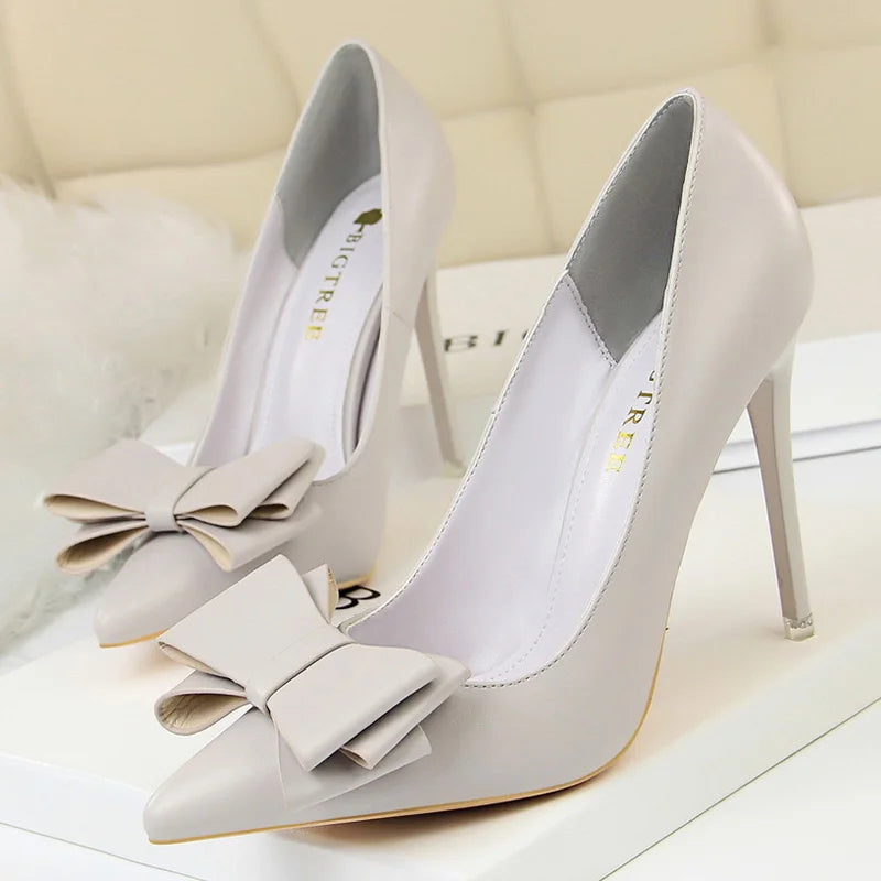 Shoes Bow-Knot Pumps Women High Heels 2025 Fashion Women Heels Lady Stiletto Shoes Wedding Shoes Classic Pumps Footwear