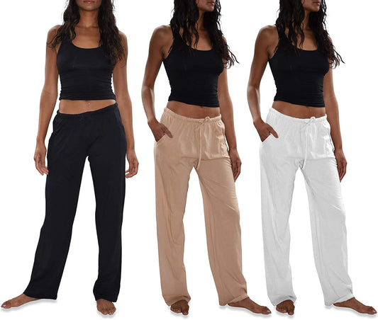 Women'S 3 Pack Soft Flex-Cotton Knit Pajama Pants/Lounge Pants/Sleep Pants